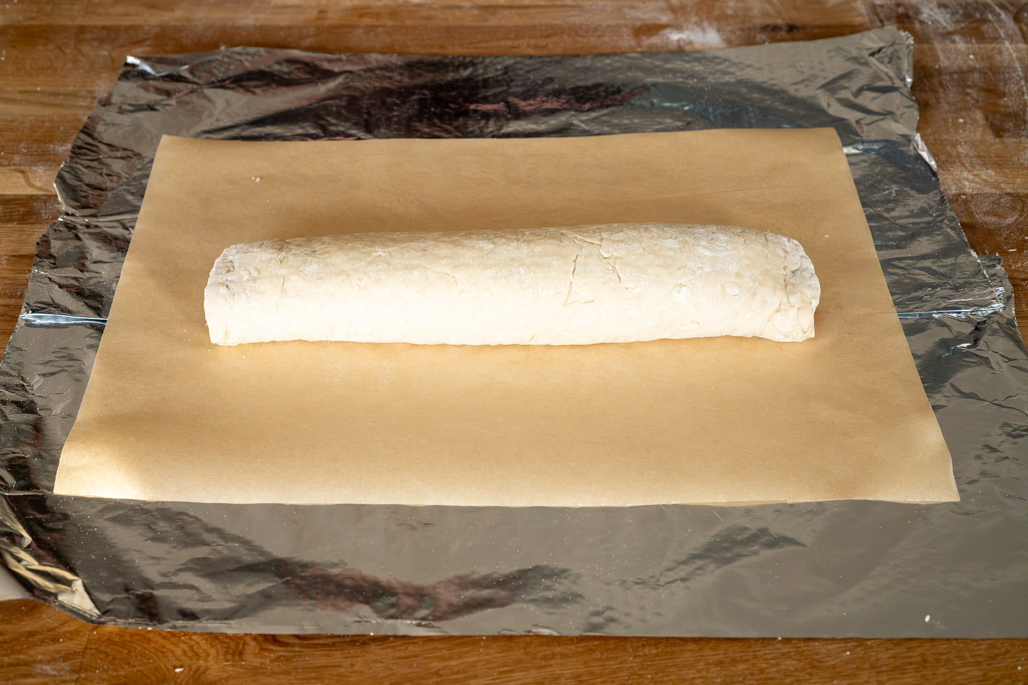 jam roly poly rolled and ready to be baked