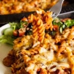 Sausage Pasta Bake on a fork