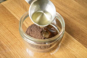 olive oil and Oxo cube to make roast beef rub